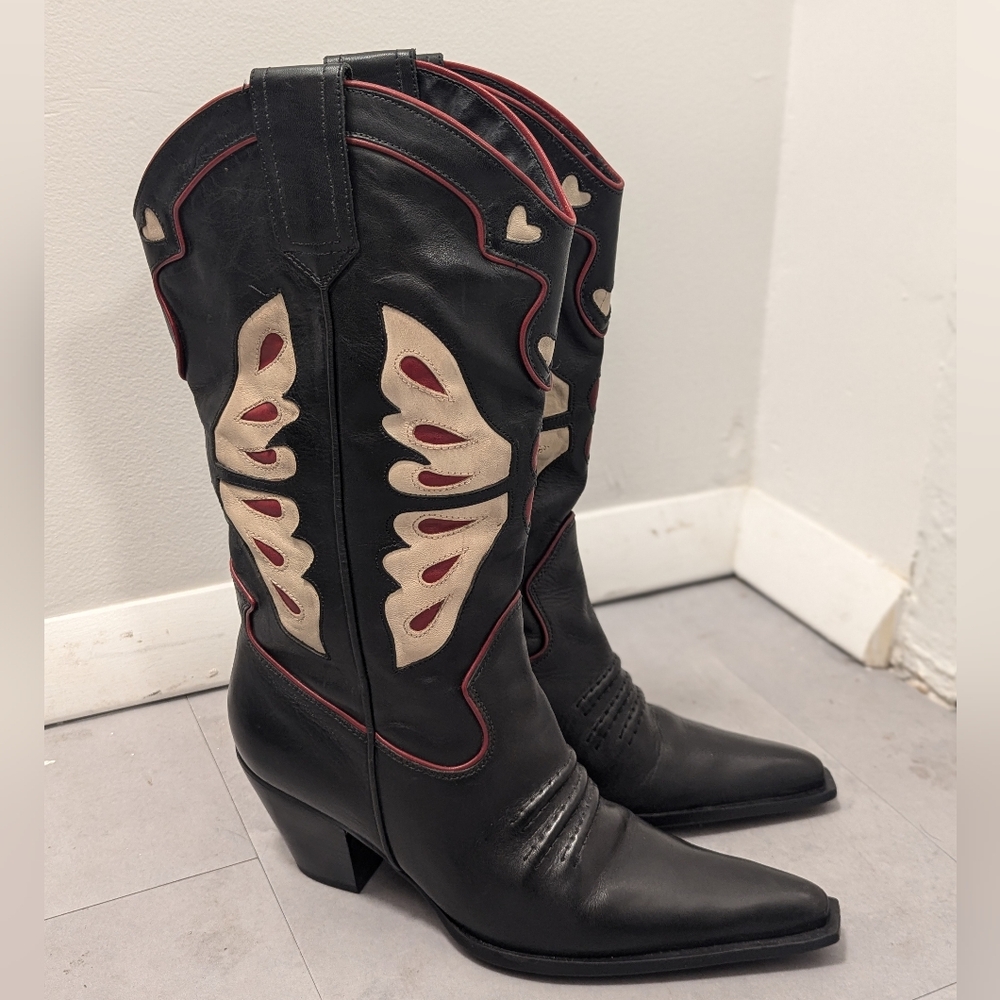 Vintage Nine West Butterfly Cowboy Boots p